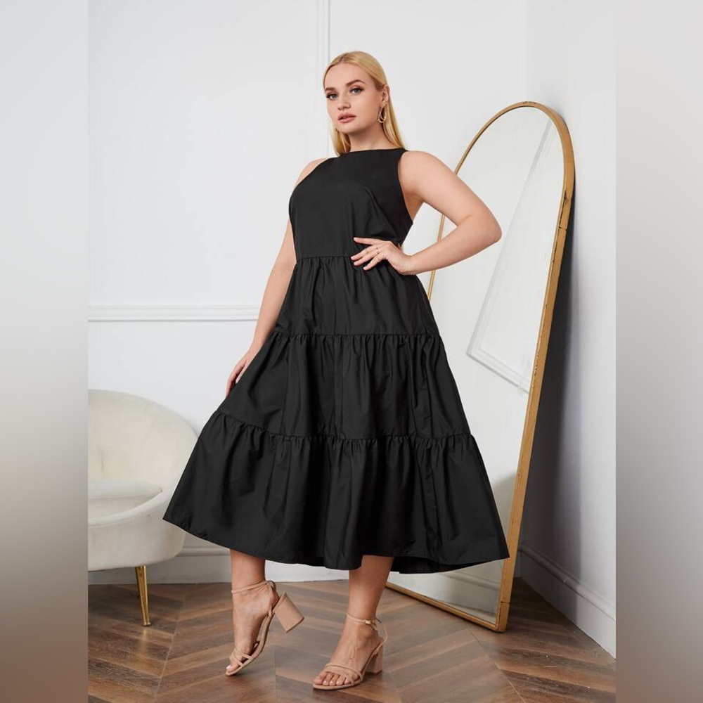 SHEIN- Unity Plus Ruffle Hem Smock Dress Size 1XL
